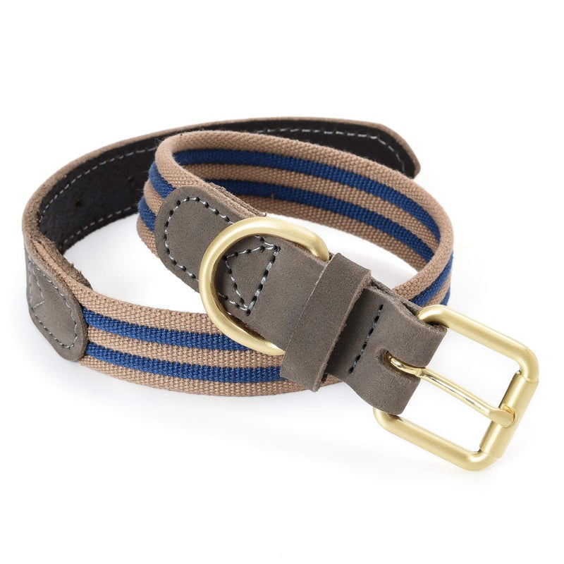 Mile High Life | Genuine Leather Dog Collar | Heavy Duty Canvas Dog Collars with Adjustable Rust-Proof Metal Pin Buckle | Boy Dog Collars for Medium Dogs(Pin Buckle-Navy) - Image 2